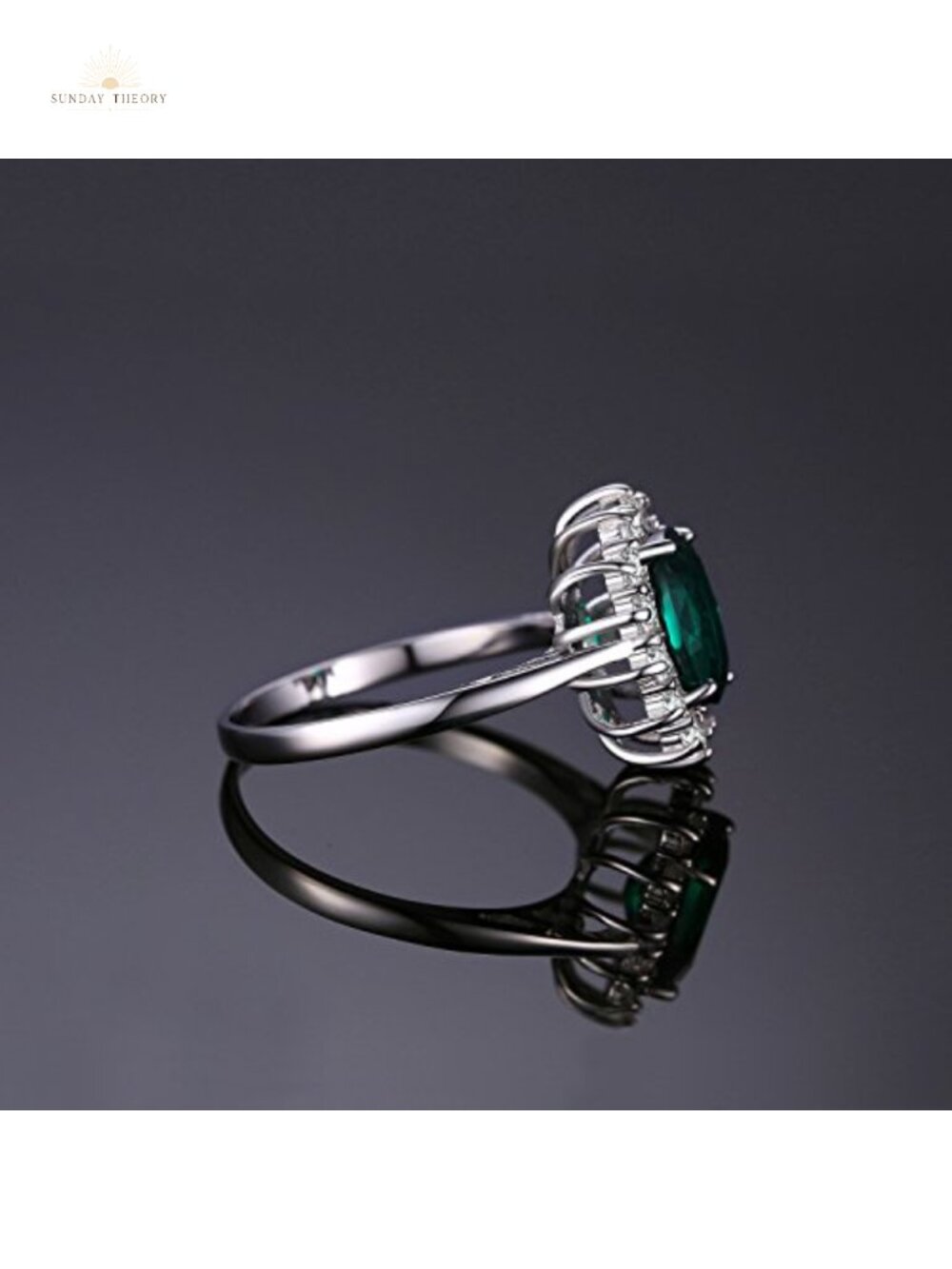Sterling Silver Halo Engagement Ring for Women AAA Gemstone - Picture 3 of 6